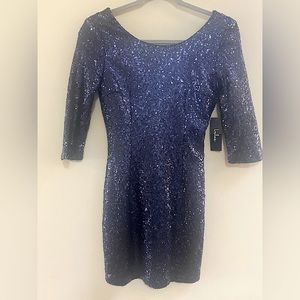 Lulus Dress Navy Blue Sequin Dress Small